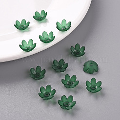 つや消しアクリルビーズキャップ  6花びら  花  濃い緑  14x6mm  穴：2mm  約1660個/500g&nbsp;MACR-S371-07A-735