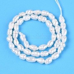 天然養殖淡水パールビーズ連売り  ライス  乳白色  2~5x2~2.5mm  穴：0.3~0.4mm  約45~47個/連  7.09~7.28''（18~18.5センチメートル）&nbsp;PEAR-T006-10