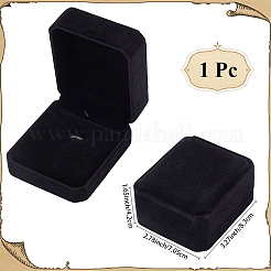 ペンダント用ベルベットジュエリー収納ボックス  長方形  ブラック  8.3x7.05x4.2cm&nbsp;OBOX-WH20001-02B-03