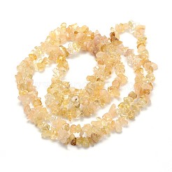 天然石シトリンビーズ連売り  チップ  染め＆加熱  5~8x5~8mm  穴：1mm  約31.5インチ&nbsp;X-G-O049-B-29