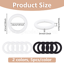 10色のリングシリコンビーズ2個  チーターのための咀嚼ビーズ  DIYの看護ネックレス用  ミックスカラー  65x10mm  穴：3mm  内径：46mm  5個/カラー&nbsp;SIL-DC0001-79