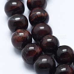 天然石タイガーアイビーズ連売り  染め＆加熱  ラウンド  グレードAB  8mm  穴：1.2mm  約48個/連  14.7インチ（37.5cm）&nbsp;G-P370-03-8mm
