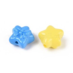 ベーキングペイント不透明アクリルビーズ  スター＆ちょう結び  ミックスカラー  15.5~16x16x10mm  穴：2mm&nbsp;OACR-N142-11