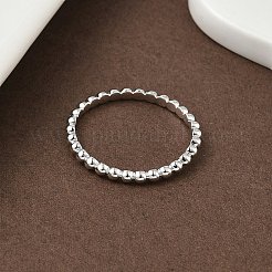 925スターリングシルバープレーンバンドリング  丸いビーズ  プラチナ  2mm  内径：19mm&nbsp;RJEW-P164-01D-P