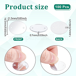 アクリル縫い付けラインストーン100個  オーバル  銀  21.5x16.5x1mm  穴：1.4mm&nbsp;DIY-GA0002-69A-01