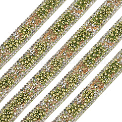 ラインストーンリボンのトリミングの修正  マスクと衣装のアクセサリー  黄緑  12x2mm&nbsp;DIY-TAC0051-002C-1