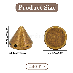 腹筋ビーズ440個  コーン  アンティークブロンズメッキ  7.5x7mm  穴：0.9mm&nbsp;FIND-GF0006-70C