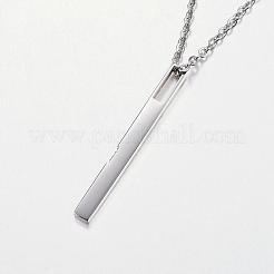 304ステンレススチールキュービックジルコニアペンダントネックレス  バー/スティック  ミックスカラー  17.7インチ（45cm）&nbsp;NJEW-P167-24