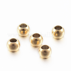 イオンプレーティング（IP）304ステンレスビーズ  ラウンド  ゴールドカラー  2x1.2mm  穴：1mm&nbsp;STAS-H394-08G