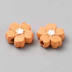 ベーキングペイント合金手作りビーズ  花  オレンジ  10x10x4mm  穴：1.7mm&nbsp;FIND-CJC0019-27J