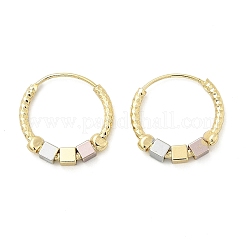 真鍮製フープピアス  立方体とリング  18KGP本金メッキ  18x3mm  ピン：0.8mm&nbsp;EJEW-B117-03