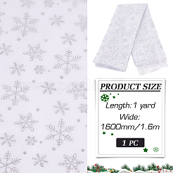 スノーフレーク柄ナイロンメッシュ生地  ドレス衣装の装飾用  ゴーストホワイト  160cm&nbsp;DIY-WH0581-11A