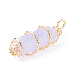 蓄光ガラスチャーム  金色の銅線を巻いた  弾丸  アザミ  26x8x8mm  穴：2.5mm&nbsp;PALLOY-JF01805-02
