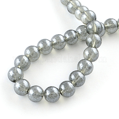 クリアスプレープリントガラスビーズ連売り  ラウンド  濃いグレー  6mm  穴：1.3~1.6mm  約138個/連  32.5インチ&nbsp;DGLA-R050-6mm-16