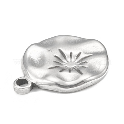 変色しない304ステンレススチールペンダント  フラットラウンド、サンチャーム付き  ステンレス鋼色  18.5x15x2mm  穴：2mm&nbsp;STAS-F287-30P