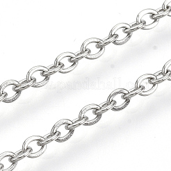 変色しにくい304ステンレススチールアズキチェーン  ハンダ付け  フラットオーバル  ステンレス鋼色  2.7x2x0.4mm  約6.56フィート（2m）/連&nbsp;CHS-S006-JN944-2