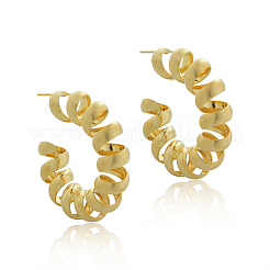 女性用真鍮スパイラルスタッドピアス  22KGP本金メッキ  37.5x10mm&nbsp;LS-EJEW-A121-21G