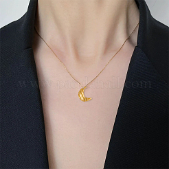 304ステンレスペンダント  テクスチャ  ムーン  ゴールドカラー  19x13.5x2mm  穴：1.2mm  20個/箱&nbsp;STAS-HY0001-14