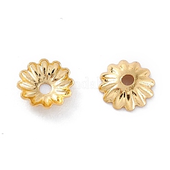 ラックメッキ真鍮ビーズキャップ  ニッケルフリー  長持ちメッキ  花  マルチ花弁  18KGP本金メッキ  5.5x1.3mm  穴：1.2mm&nbsp;KK-F827-01A-G