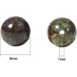 天然のドラゴンブラッドジャスパービーズ連売り  ラウンド  8mm  穴：1mm  約46~48個/連  14.96インチ'  1連売り/箱&nbsp;G-OC0001-18