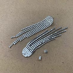 クリアキュービックジルコニアテニスタッセルダングルスタッドピアス  ランダムスタイルのピアスキャッチ  女性用合金ロングドロップイヤリング  プラチナ  85mm  ピン：0.8mm&nbsp;EJEW-WH0017-11P