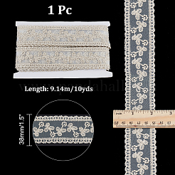 ポリエステル中空刺繍レーストリム  花柄  小麦  1-1/2インチ（38mm）  10ヤード/カード&nbsp;OCOR-WH0079-13A