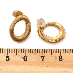 304ステンレススチール製チャンキーオーバルスタッドイヤリング（女性用）  ゴールドカラー  16.5x13.5mm&nbsp;EJEW-K306-28G