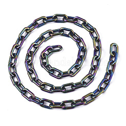 アクリル不透明アズキチェーン  ABカラー  オーバル  ブラック  13x8x2mm  19.68インチ（50cm）/連&nbsp;X-PACR-N009-002A