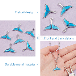 白金合金エナメルペンダント  魚尾  ブルー  17x20.35x2mm  穴：1.6mm  100個/箱&nbsp;ENAM-DC0001-10