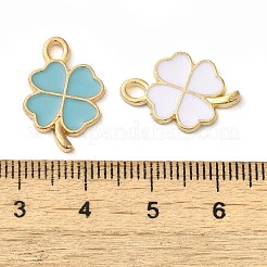 合金エナメルチャーム  クローバーチャーム  ライトゴールド  ミックスカラー  19x13x1.3mm  穴：2.5x2mm&nbsp;ENAM-N055-088-LG