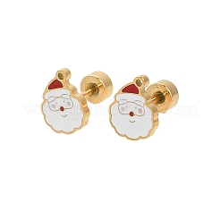 クリスマス 304 ステンレススチール スタッドピアス  ゴールドカラー  サンタクロース  8.5x7mm&nbsp;EJEW-A144-01D-G