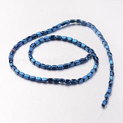 電気メッキ非磁性合成ヘマタイトビーズ連売り  直方体の  ブルーメッキ  4~5x3x3mm  穴：1mm  約90個/連  15.7インチ&nbsp;G-F300-40B-05