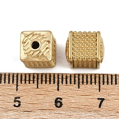 304ステンレススチールビーズ  イオンプレーティング（ip）  キューブ  18KGP本金メッキ  9.5x8x8mm  穴：1.8mm&nbsp;STAS-K295-23G