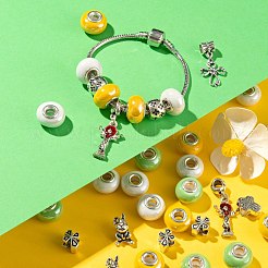 イースターのためのDIYジュエリー製作キット  手作りの磁器ヨーロッパビーズを含む  合金ヨーロッパビーズ＆ダングルチャーム  ミックスカラー  50個/箱&nbsp;DIY-LS0001-95