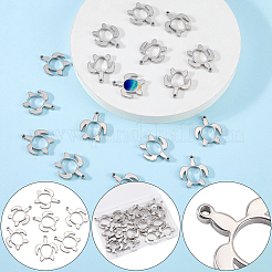 ステンレスペンダント20個  ウミガメチャーム  ステンレス鋼色  27x23.5x3mm  穴：2mm&nbsp;STAS-SC0021-05