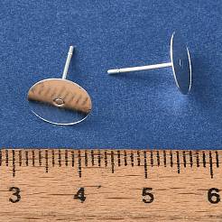 真鍮スタッドイヤリングを見つける  鉛フリー＆カドミウムフリー  ラウンド  925銀メッキ  12x10mm  ピン：1mm&nbsp;KK-K383-05B-S