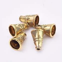 チベットスタイルの合金ビーズコーン  バンピー  花弁のない  アンティーク黄金  12x9mm  穴：1.6mm  内径：7mm&nbsp;PALLOY-TAC0011-70AG