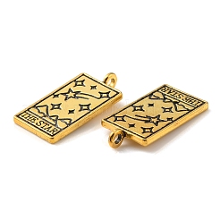 合金のチベット風チャーム  タロット模様の長方形  アンティーク黄金  26x13x2mm  穴：2mm&nbsp;TARO-PW0001-01C-G