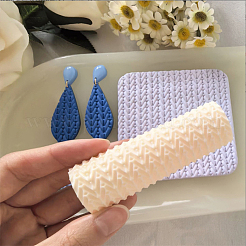 イヤリングを作るためのプラスチックポリマー粘土テクスチャローラー  桃パフ  80x26.5mm&nbsp;DIY-WH0622-471A