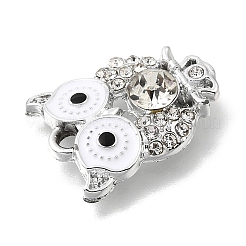 合金エナメルチャーム  フクロウのチャーム  ラインストーン付き  プラチナ  20x15.5x5mm  穴：2mm&nbsp;FIND-B067-01B-P