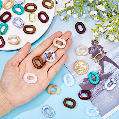 120色ツートンアクリルリンキングリング6個  120個のccbプラスチックリンキングリング付き  クイックリンクコネクタ  アズキチェーン製作用  ミックスカラー  19~24x12~18x4.5~5mm&nbsp;OACR-FH0001-036