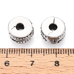 合金ラインストーンのヨーロッパのビーズ  大穴ビーズ  フラットラウンド  プラチナ  10.5~11x6mm  穴：3~3.5mm&nbsp;FIND-N009-07G
