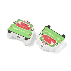 夏をテーマにしたプリント木製ビーズ  スイカと車  グリーン  19x20x6mm  穴：2.5mm&nbsp;WD-CBAA998-A05