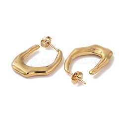 楕円形 201 ステンレススチール ハーフフープ イヤリング 女性用  304ステンレスピン付き  ゴールドカラー  25x3mm&nbsp;EJEW-G385-33G