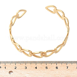 女性用304ステンレススチールカフバングル  ハート  ゴールドカラー  内径：2x2-1/4インチ（5x5.6cm）&nbsp;BJEW-U032-22G