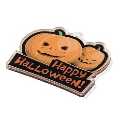 ハロウィーンテーマの両面プリントアクリルパーツ  カボチャ  41.5x49.5x3mm  穴：2mm&nbsp;OACR-Z023-02C