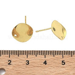 真鍮製スタッドピアスパーツ  長持ちメッキ  ラックめっき  ゴールドカラー  カン付き  フラットラウンド  12x12mm  穴：1.2mm  ピン：0.8x13mm&nbsp;KK-G557-07B-G