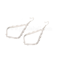 中空ティアドロップ合金ダングルイヤリング  銀  70x34mm&nbsp;FS-WG02393-01