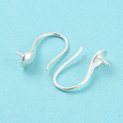 925純銀フープピアスパーツ  片穴バロックパールビーズ用  銀  16.5x5mm  ピン：0.8mm&nbsp;STER-H107-12S