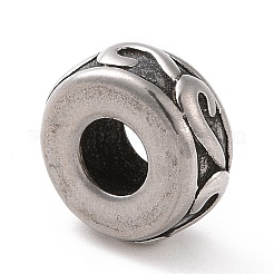 304ステンレススチールヨーロピアンビーズ  大穴ビーズ  縁起の良い雲のロンデル  アンティークシルバー  5.5x11mm  穴：4.5mm&nbsp;STAS-M301-31AS